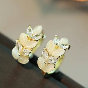 💎 New 14K Gold Plated Diamond Opal Wheat Earrings